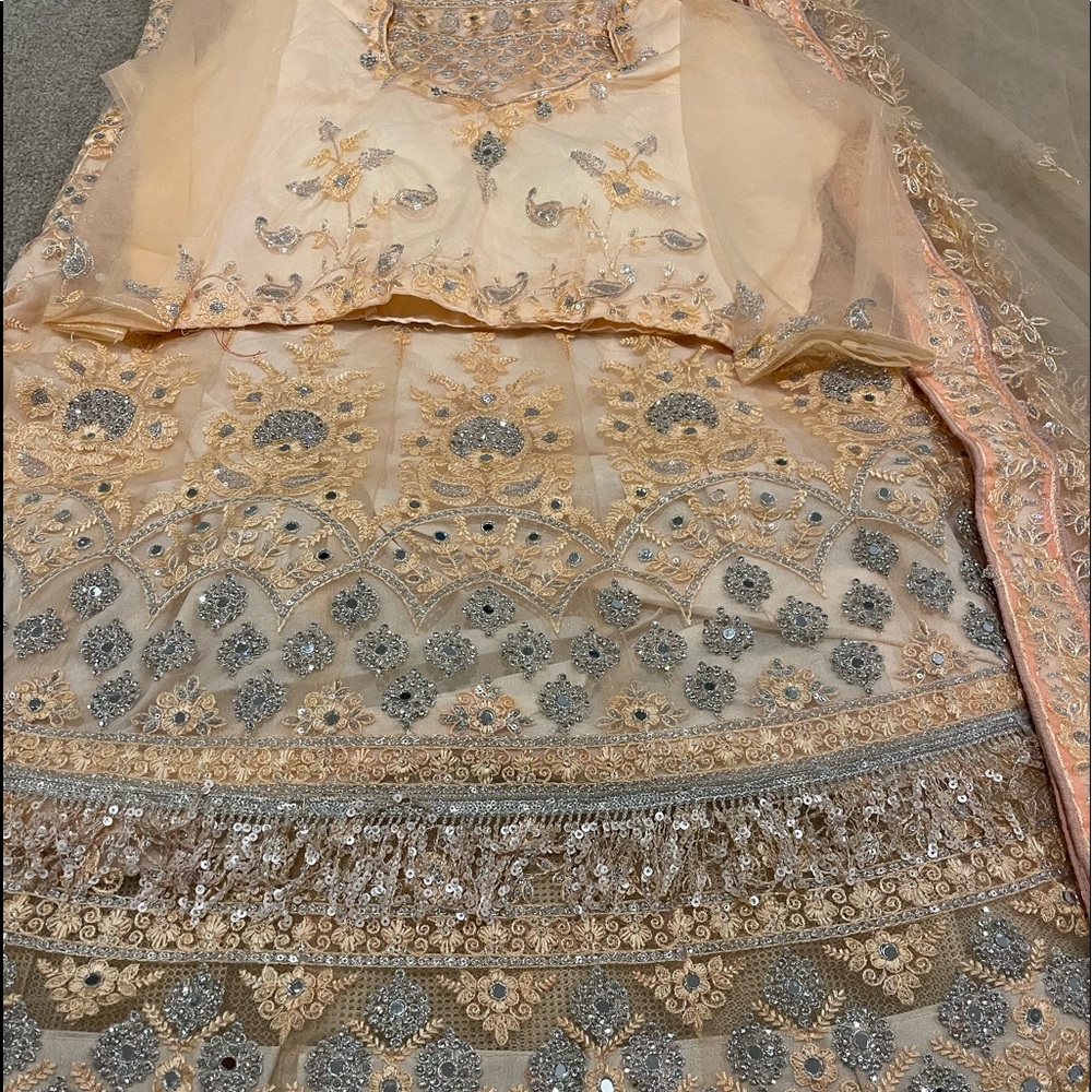 Designer New Peach Lehenga with sequins and mirror work